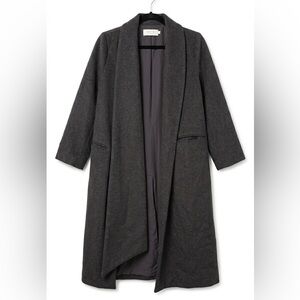 Womens Dark Gray Open Front Long Coat
